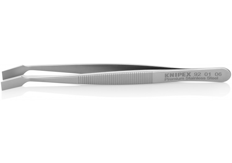 Pince brucelle inox 120mm lisse rectangulaire coudée - Knipex - 920106