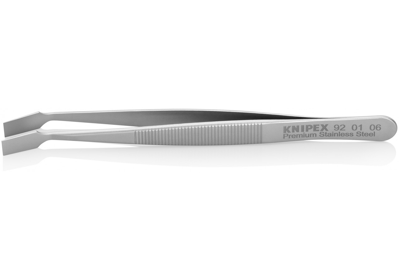 Pince brucelle inox 120mm lisse rectangulaire coudée - Knipex - 920106