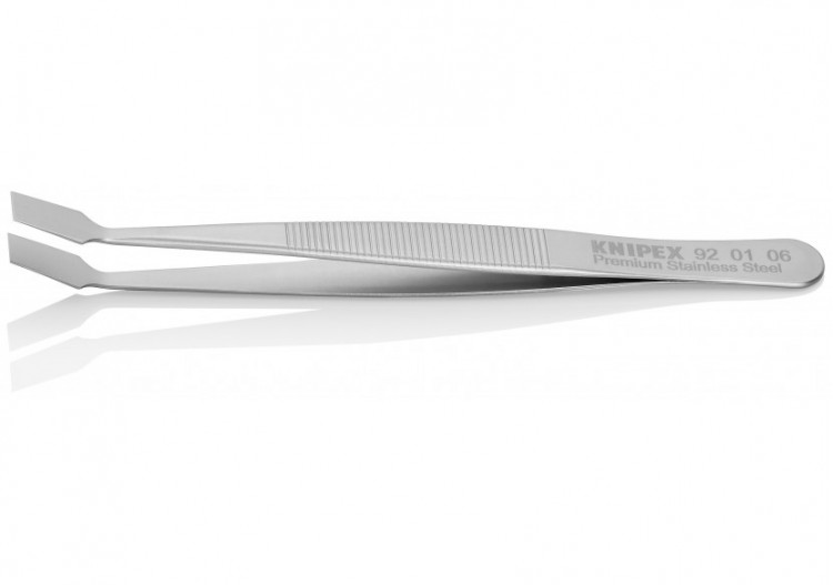 Pince brucelle inox 120mm lisse rectangulaire coudée - Knipex - 920106 2
