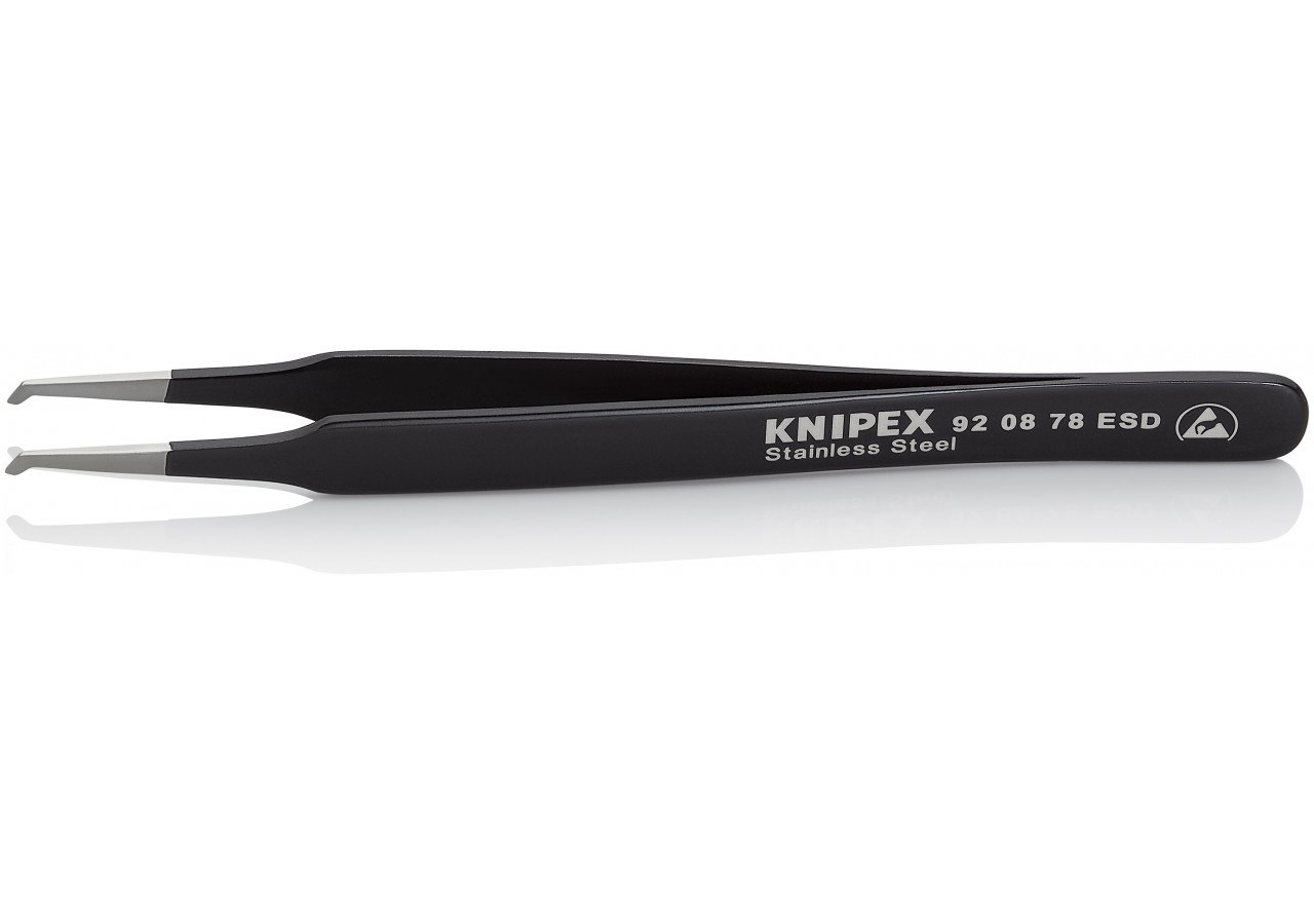 Brucelle de précision 120mm coudée 45° - ESD - Acier inoxydable antimagnétique - Knipex - 920878ESD