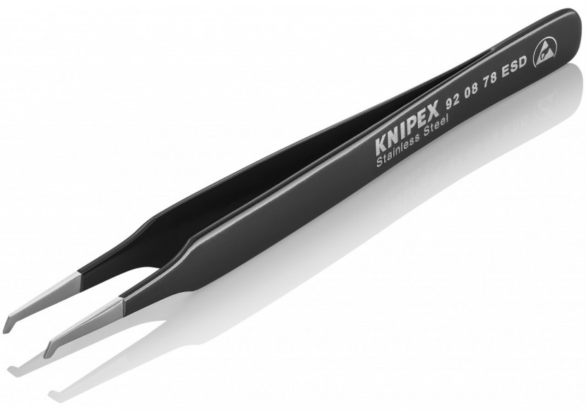 Brucelle de précision 120mm coudée 45° - ESD - Acier inoxydable antimagnétique - Knipex - 920878ESD