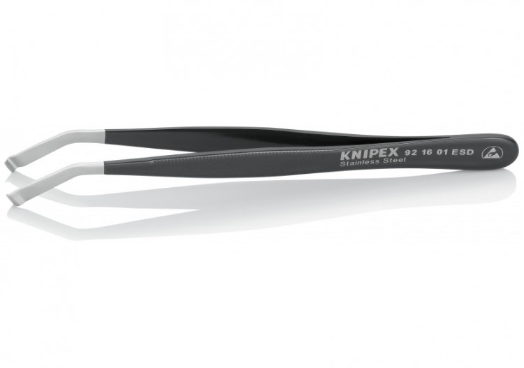 Pince brucelle inox de positionnement 120mm ESD coudée à 35° - Knipex - 921601ESD
