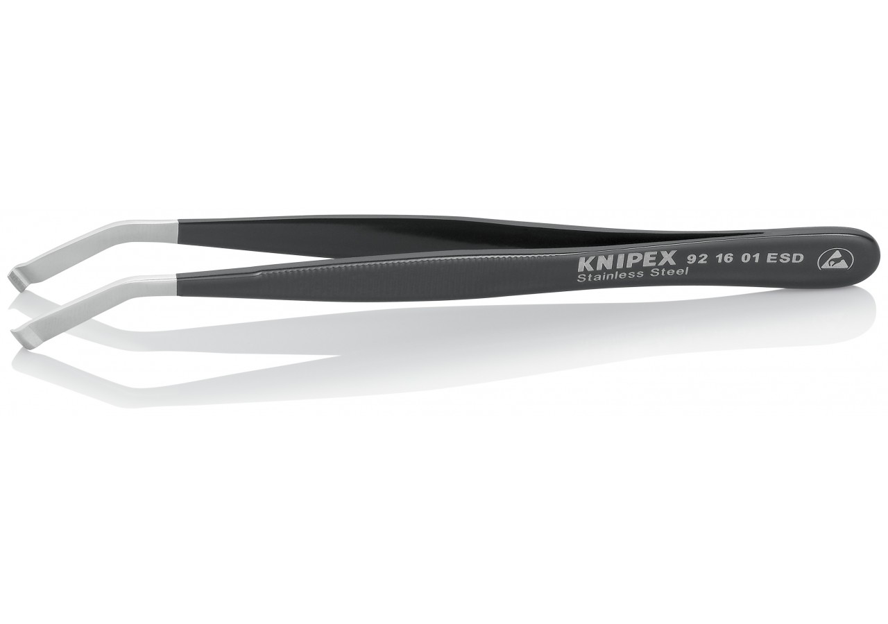Pince brucelle inox de positionnement 120mm ESD coudée à 35° - Knipex - 921601ESD