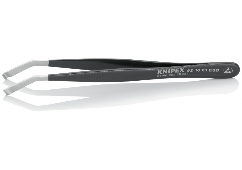 Pince brucelle inox de positionnement 120mm ESD coudée à 35° - Knipex - 921601ESD