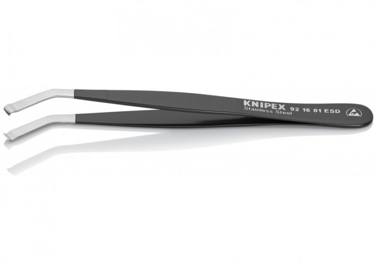 Pince brucelle inox de positionnement 120mm ESD coudée à 35° - Knipex - 921601ESD 2