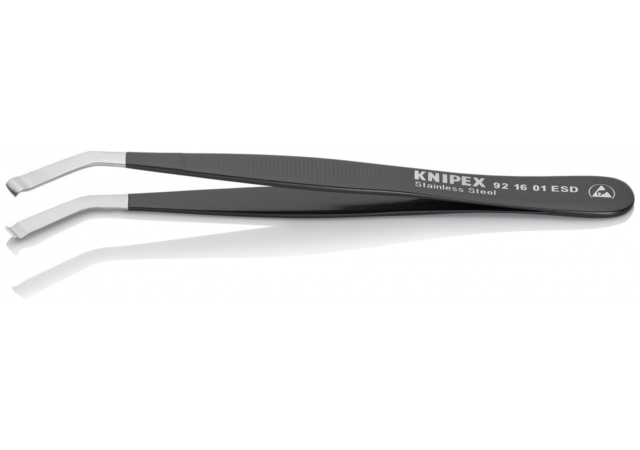 Pince brucelle inox de positionnement 120mm ESD coudée à 35° - Knipex - 921601ESD