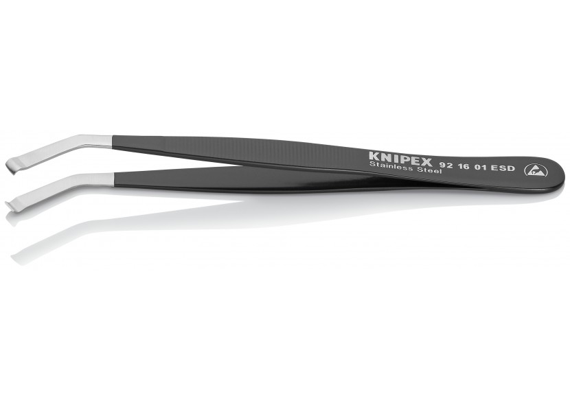Pince brucelle inox de positionnement 120mm ESD coudée à 35° - Knipex - 921601ESD