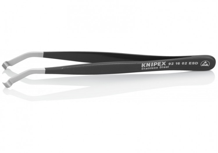 Pince brucelle inox de positionnement 120mm ESD coudée à 35° - Knipex - 921602ESD