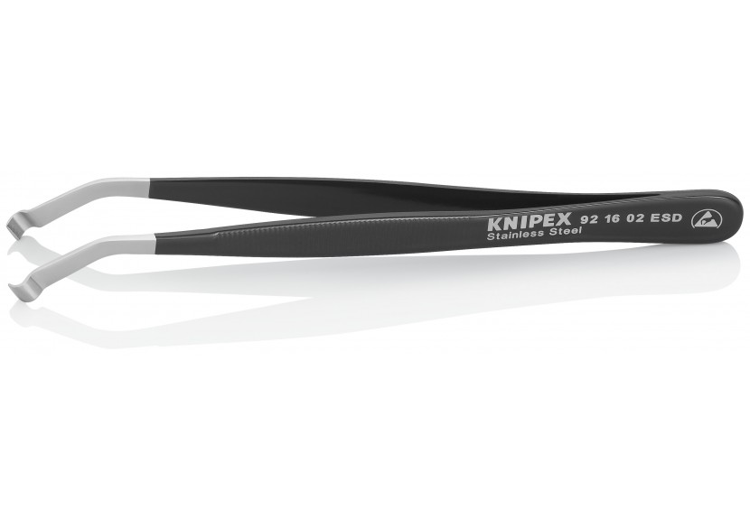 Pince brucelle inox de positionnement 120mm ESD coudée à 35° - Knipex - 921602ESD
