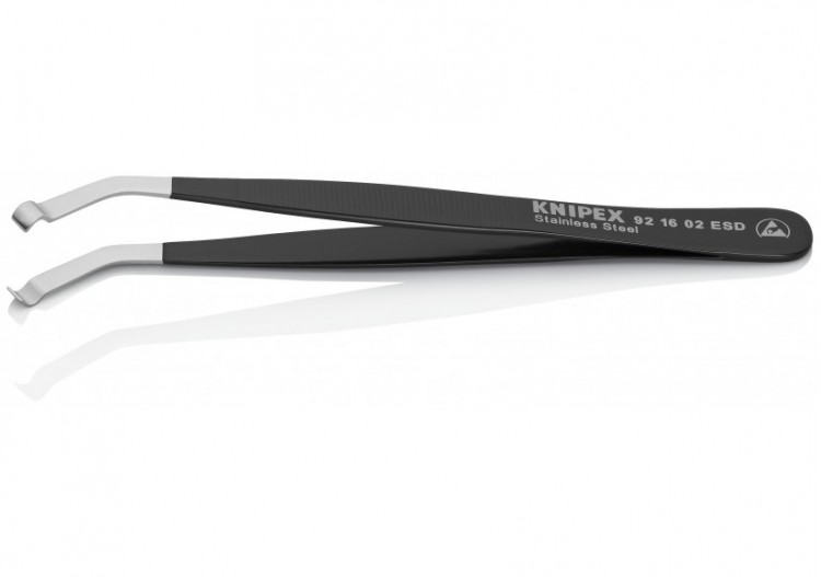 Pince brucelle inox de positionnement 120mm ESD coudée à 35° - Knipex - 921602ESD 2