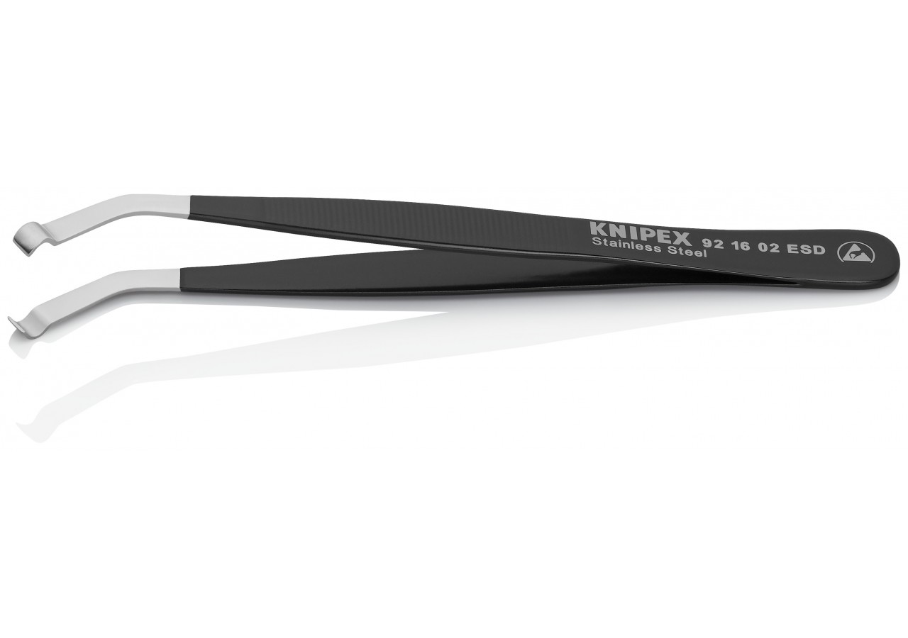 Pince brucelle inox de positionnement 120mm ESD coudée à 35° - Knipex - 921602ESD