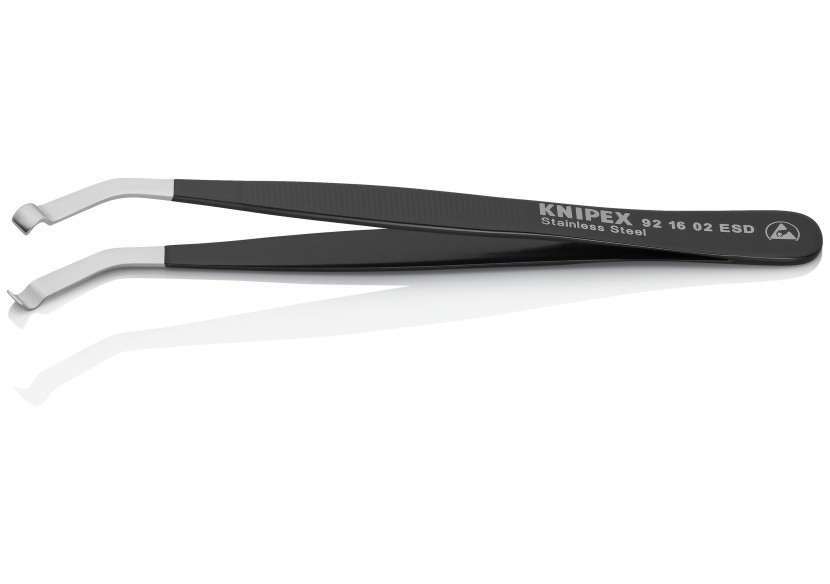 Pince brucelle inox de positionnement 120mm ESD coudée à 35° - Knipex - 921602ESD