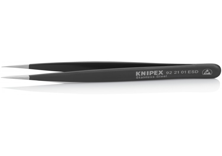 Pince brucelle inox 110mm lisse pointue ESD - Knipex - 922101ESD