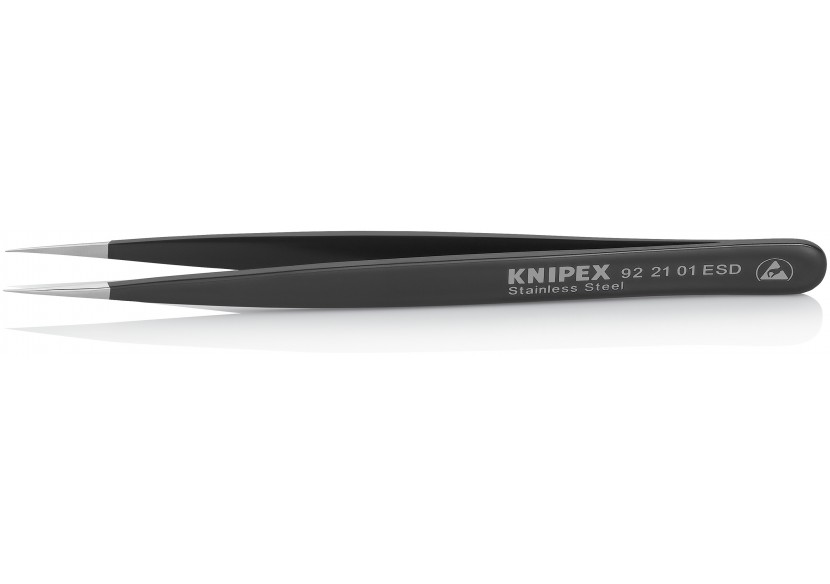 Pince brucelle inox 110mm lisse pointue ESD - Knipex - 922101ESD