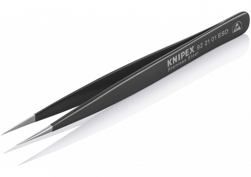 Pince brucelle inox 110mm lisse pointue ESD - Knipex - 922101ESD