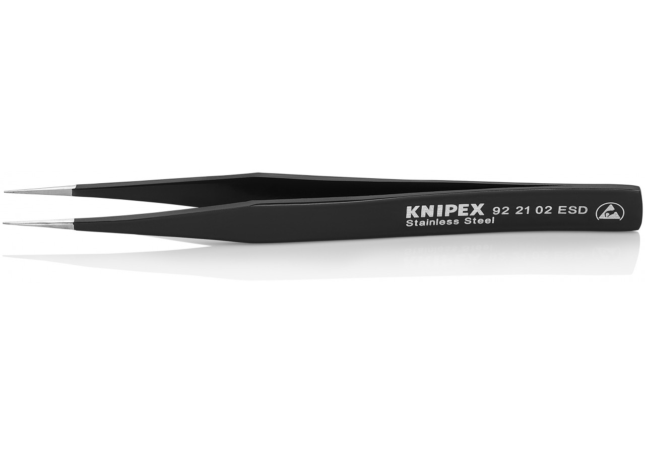Pince brucelle inox 110mm lisse extra-fine ESD - Knipex - 922102ESD