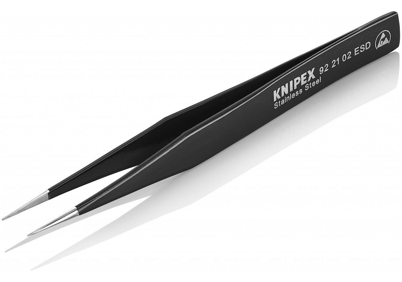 Pince brucelle inox 110mm lisse extra-fine ESD - Knipex - 922102ESD