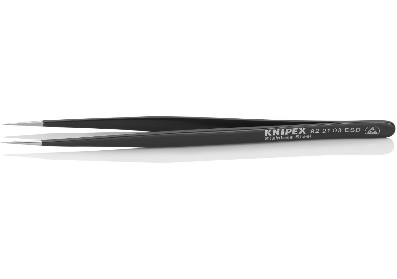 Pince brucelle inox 120mm lisse ESD - Knipex - 922103ESD