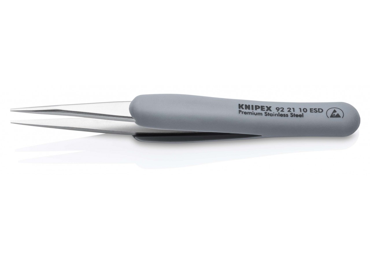 Brucelle de précision en Inox avec isolation plastique ESD - Pointes fines - Knipex - 922110ESD