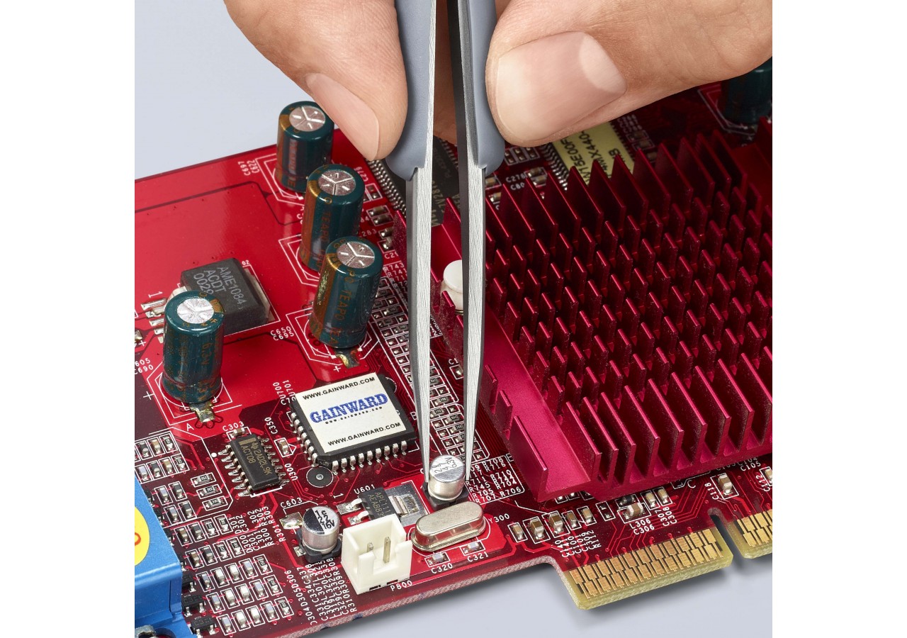 Brucelle de précision en Inox avec isolation plastique ESD - Pointes fines - Knipex - 922110ESD