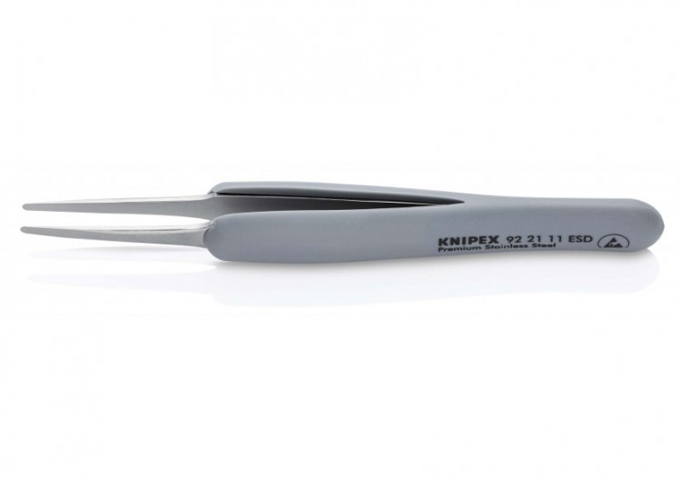 Brucelle de précision en Inox avec isolation plastique ESD - Pointes carrées - Knipex - 922111ESD