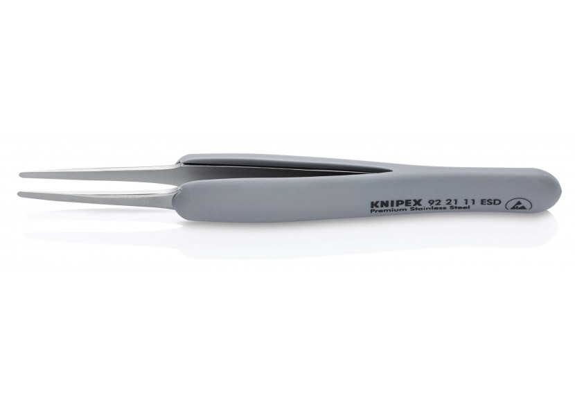 Brucelle de précision en Inox avec isolation plastique ESD - Pointes carrées - Knipex - 922111ESD