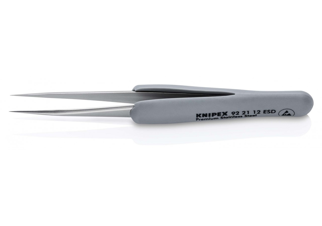 Brucelle de précision en Inox avec isolation plastique ESD - Pointes très fines - Knipex - 922112ESD