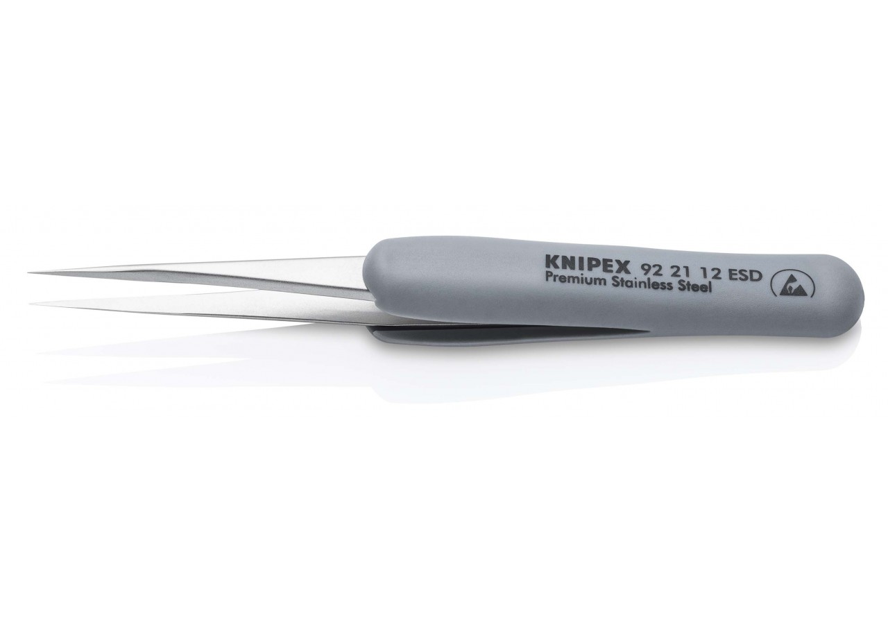 Brucelle de précision en Inox avec isolation plastique ESD - Pointes très fines - Knipex - 922112ESD