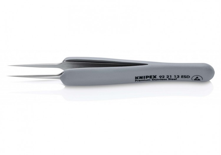 Brucelle de précision en Inox avec isolation plastique ESD - Pointes ultra fines - Knipex - 922113ESD