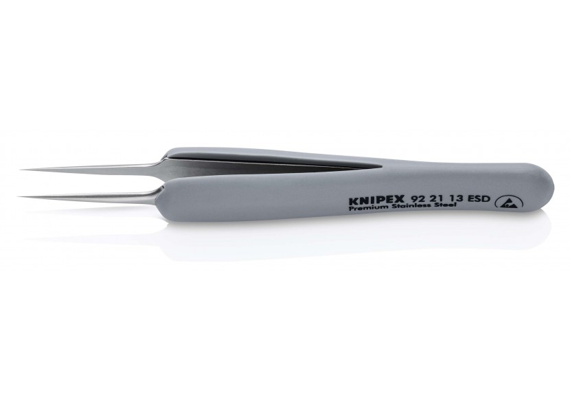 Brucelle de précision en Inox avec isolation plastique ESD - Pointes ultra fines - Knipex - 922113ESD