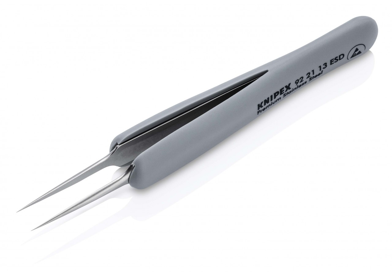 Brucelle de précision en Inox avec isolation plastique ESD - Pointes ultra fines - Knipex - 922113ESD