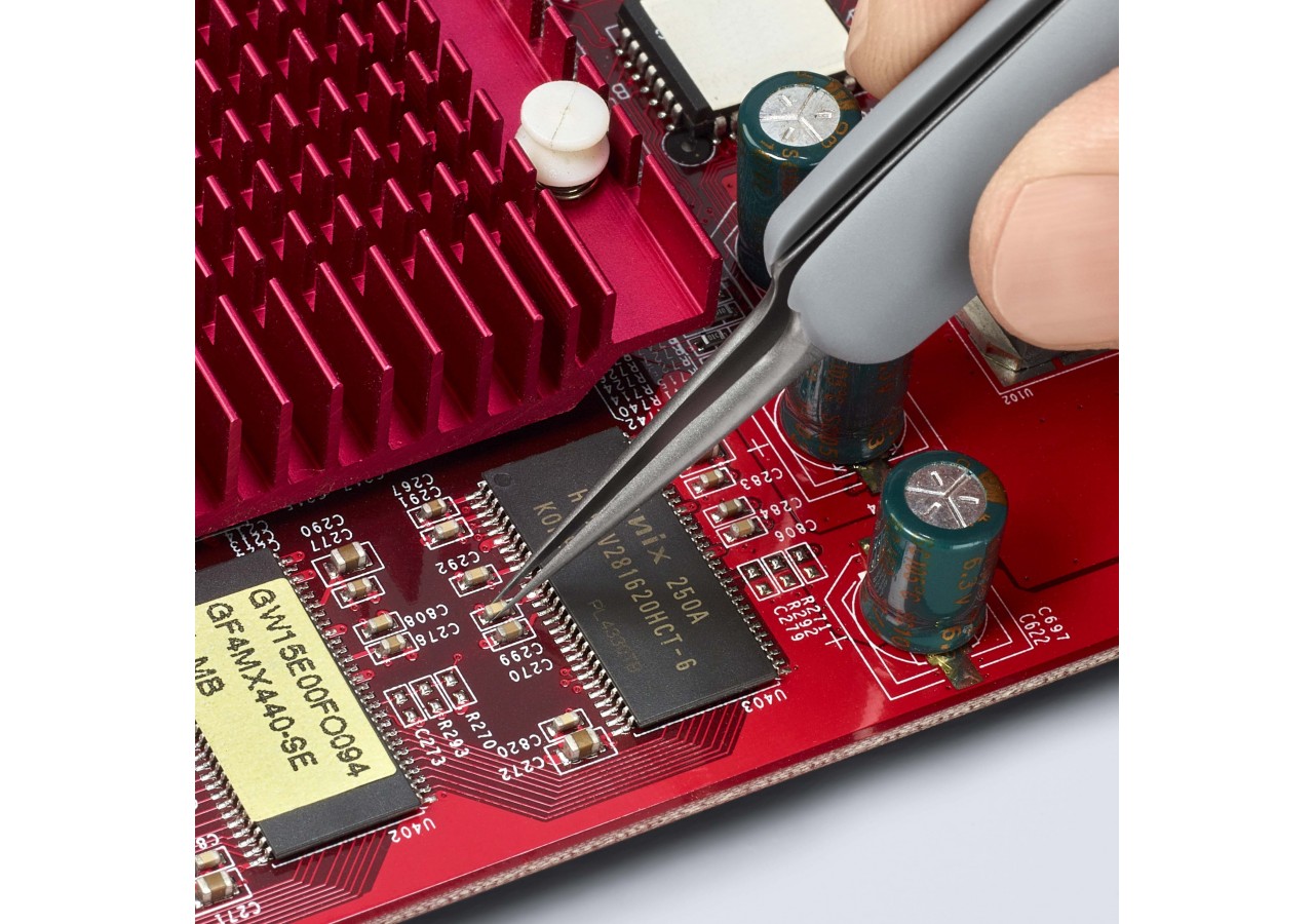 Brucelle de précision en Inox avec isolation plastique ESD - Pointes ultra fines - Knipex - 922113ESD