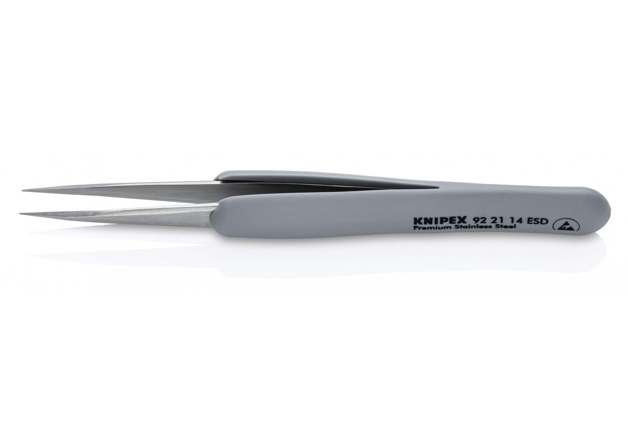 Brucelle de précision en Inox avec isolation plastique ESD - Pointes fines - Knipex - 922114ESD