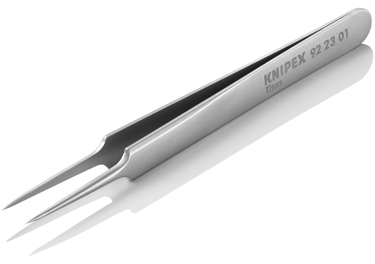 Brucelle de précision 110mm droite - Pointue - Titane inoxydable antimagnétique - Knipex - 922301