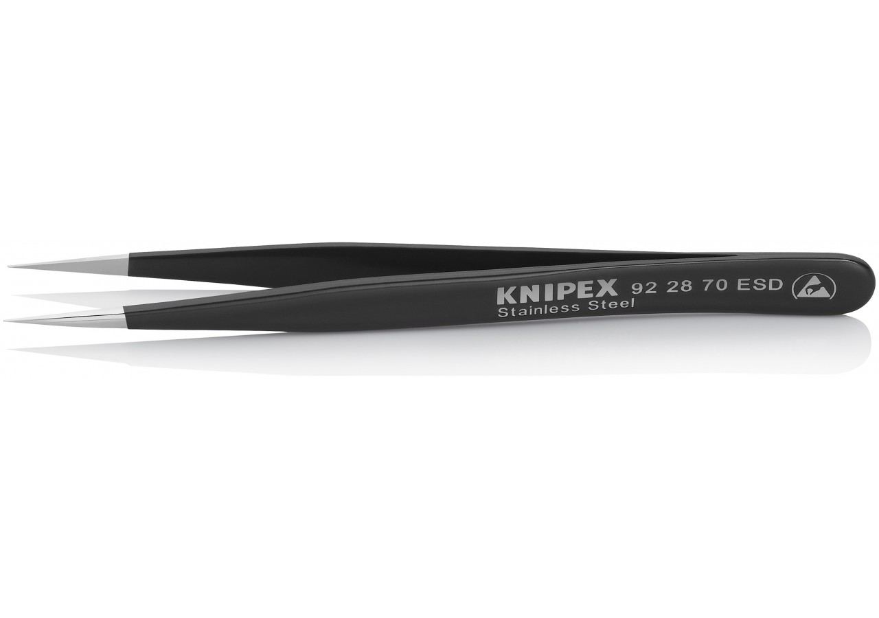Brucelle de précision 110mm droite ESD Fine - Acier inox antimagnétique - Knipex - 922870ESD