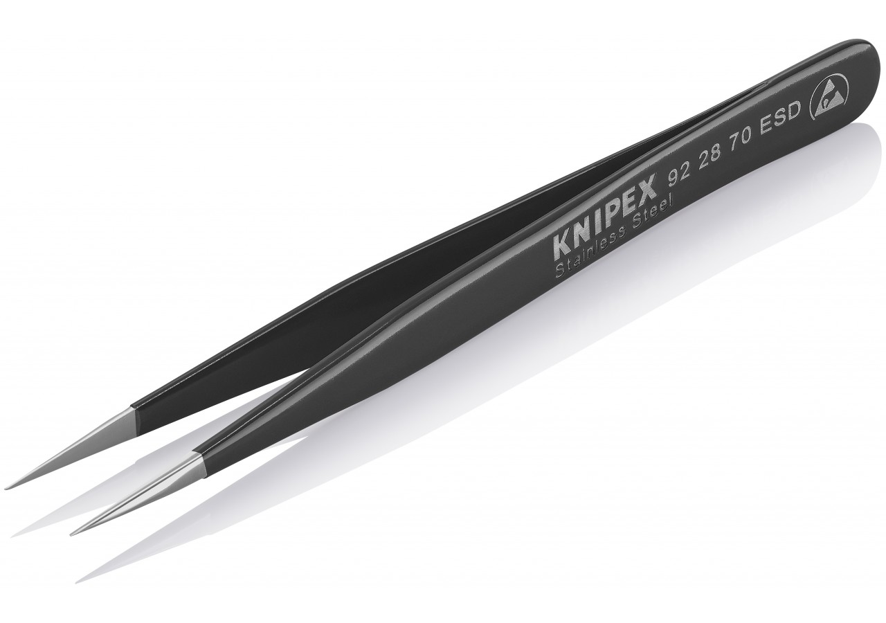 Brucelle de précision 110mm droite ESD Fine - Acier inox antimagnétique - Knipex - 922870ESD