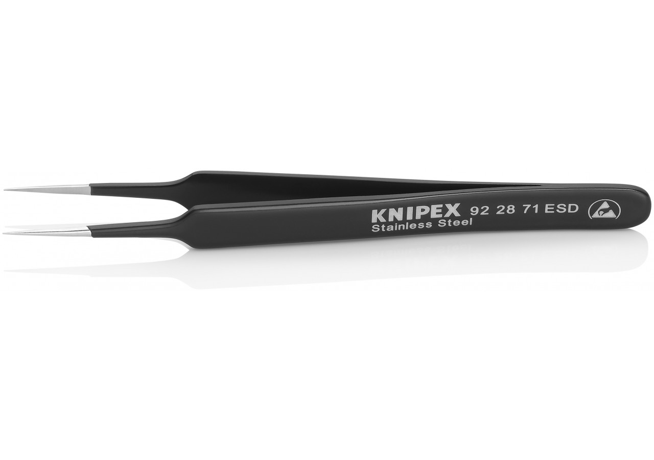 Brucelle de précision 110mm droite ESD Ultrafine - Acier inox antimagnétique - Knipex - 922871ESD
