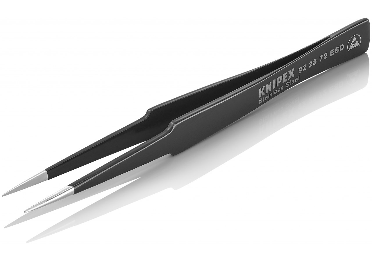 Brucelle de précision 135mm droite ESD Ultrafine - Acier inox antimagnétique - Knipex - 922872ESD