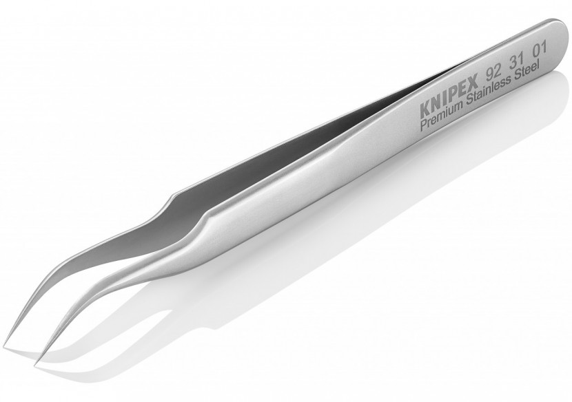 Pince brucelle inox 110mm lisse extra-fine coudée - Knipex - 923101