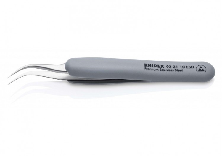Brucelle de précision en Inox avec isolation plastique ESD - Pointes courbées - Knipex - 923110ESD 2