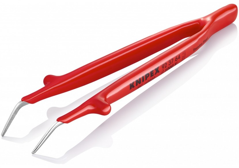 Brucelle de précision 150mm coudée 45° - Isolée 1000V - Pointue - Acier chromé - Knipex - 923764