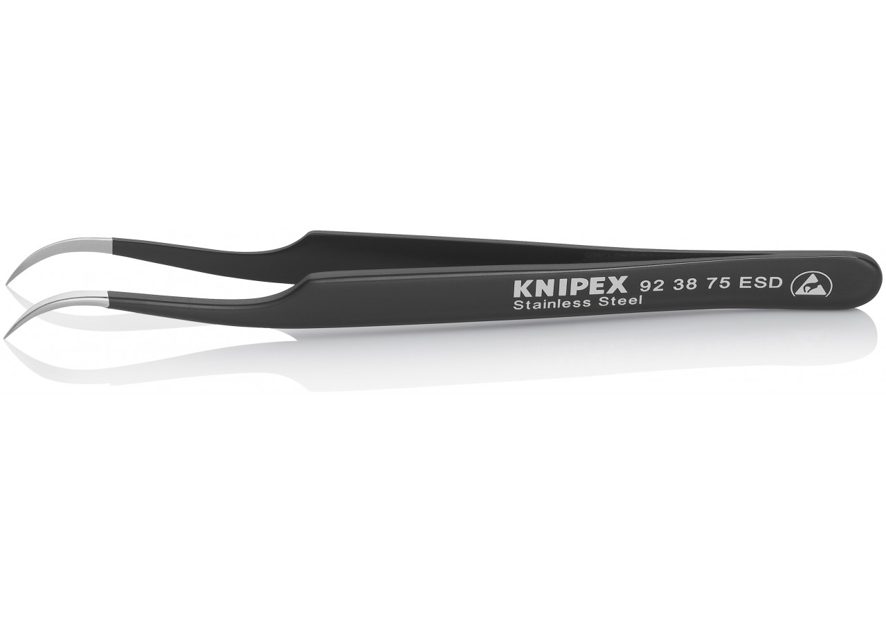 Brucelle de précision 120mm coudée 45° - ESD - Ultrafine - Acier inoxydable - Knipex - 923875ESD