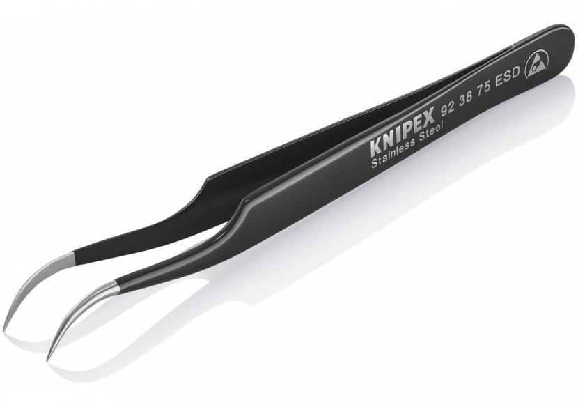 Brucelle de précision 120mm coudée 45° - ESD - Ultrafine - Acier inoxydable - Knipex - 923875ESD