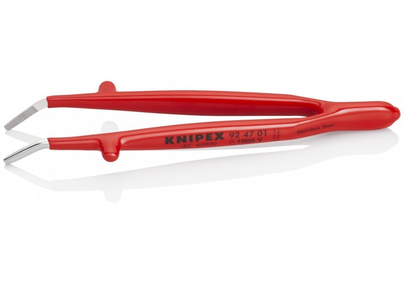 Pince brucelle inox 142mm coudée isolée 1000V - Knipex - 924701