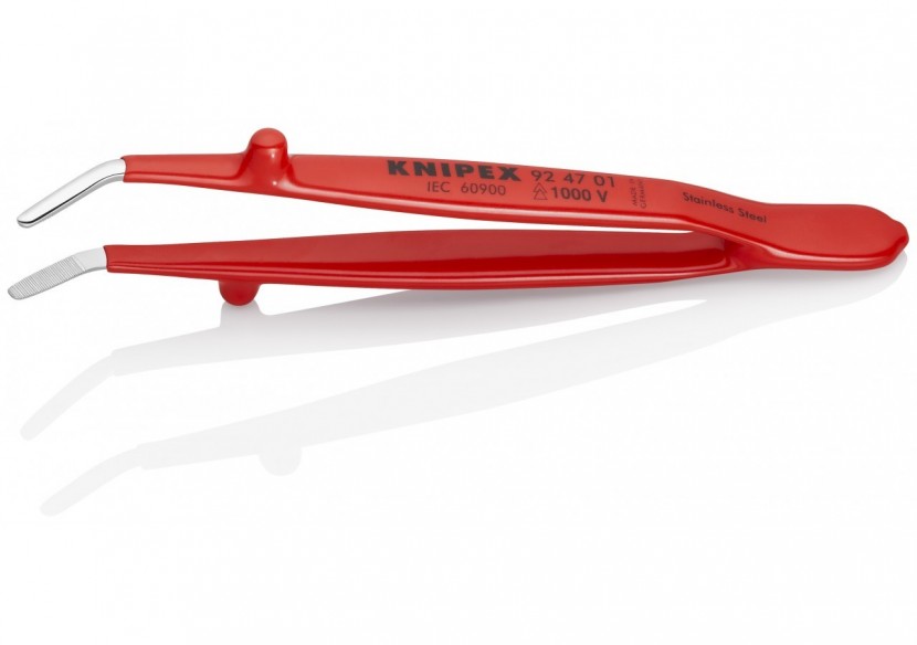 Pince brucelle inox 142mm coudée isolée 1000V - Knipex - 924701