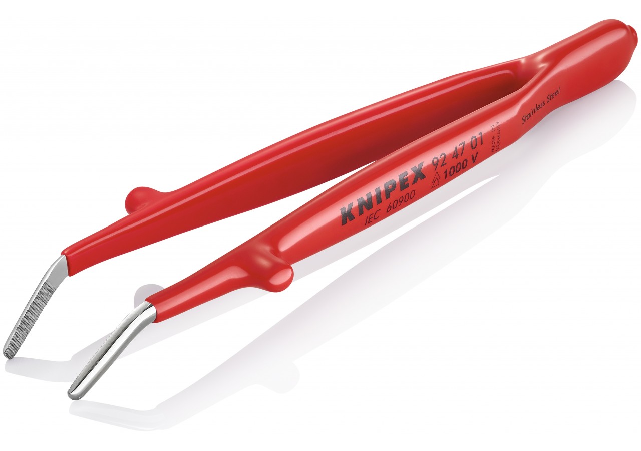 Pince brucelle inox 142mm coudée isolée 1000V - Knipex - 924701