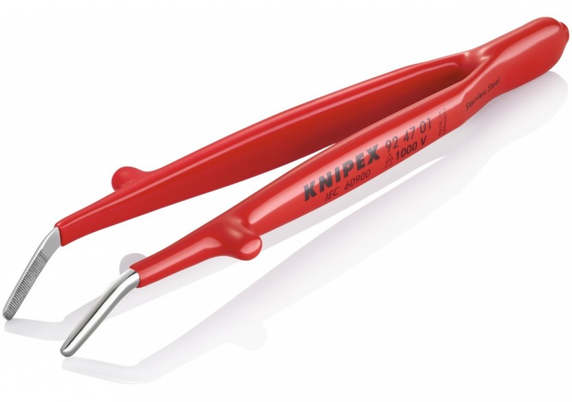 Pince brucelle inox 142mm coudée isolée 1000V - Knipex - 924701