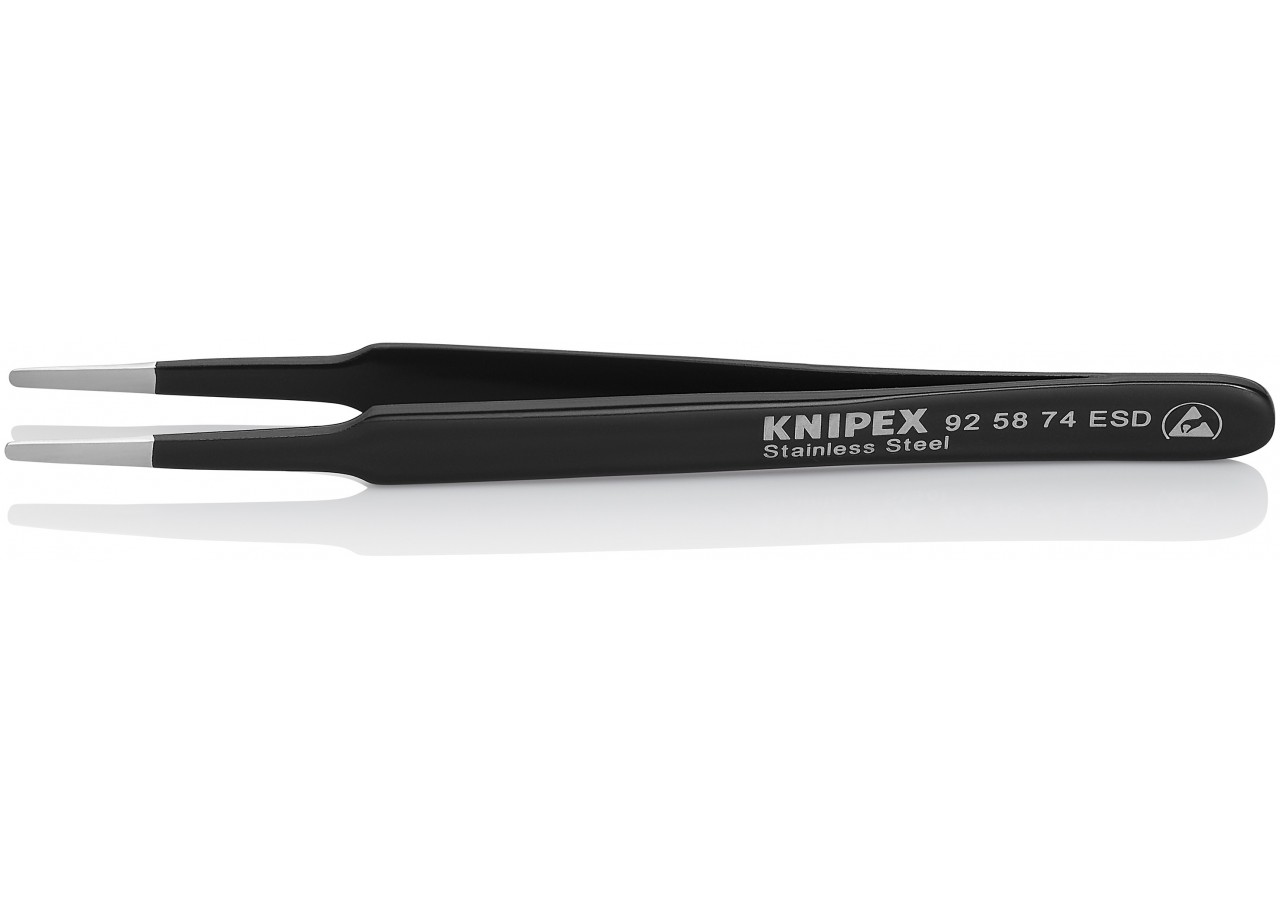 Brucelle de précision 120mm droite - ESD - Pointes rondes effilées - Acier Inox - Knipex - 925874ESD