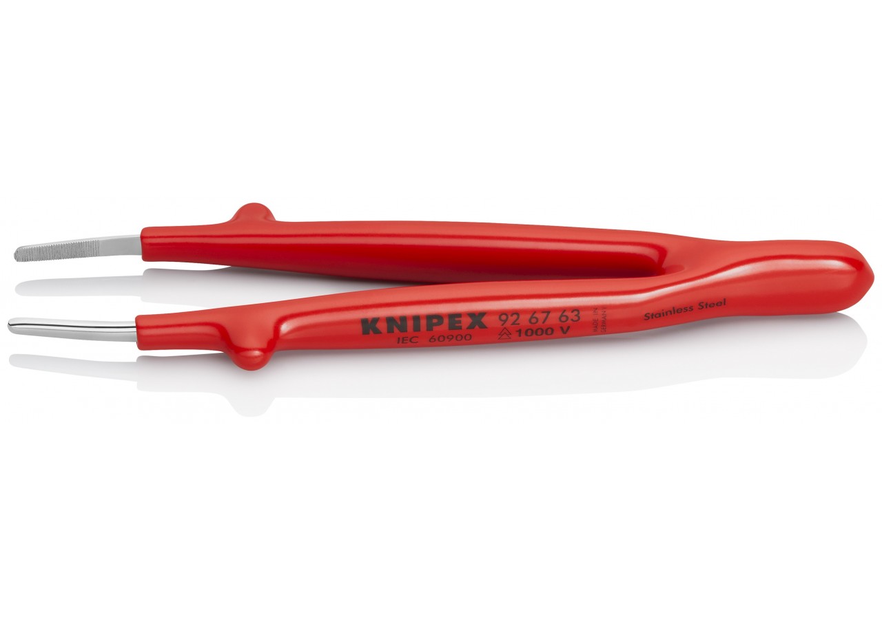 Brucelle de précision 145mm droite - Isolée 1000V - Pointes rondes - Chromée - Knipex - 926763