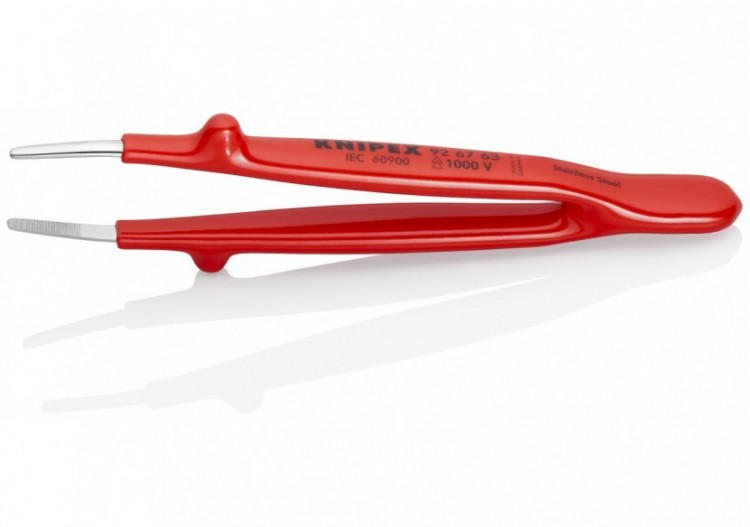 Brucelle de précision 145mm droite - Isolée 1000V - Pointes rondes - Chromée - Knipex - 926763 2